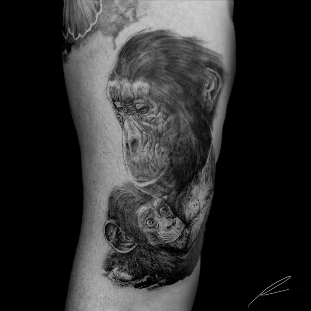 Realistic Colored Baby Orangutan Tattoo by Remistattoo on DeviantArt