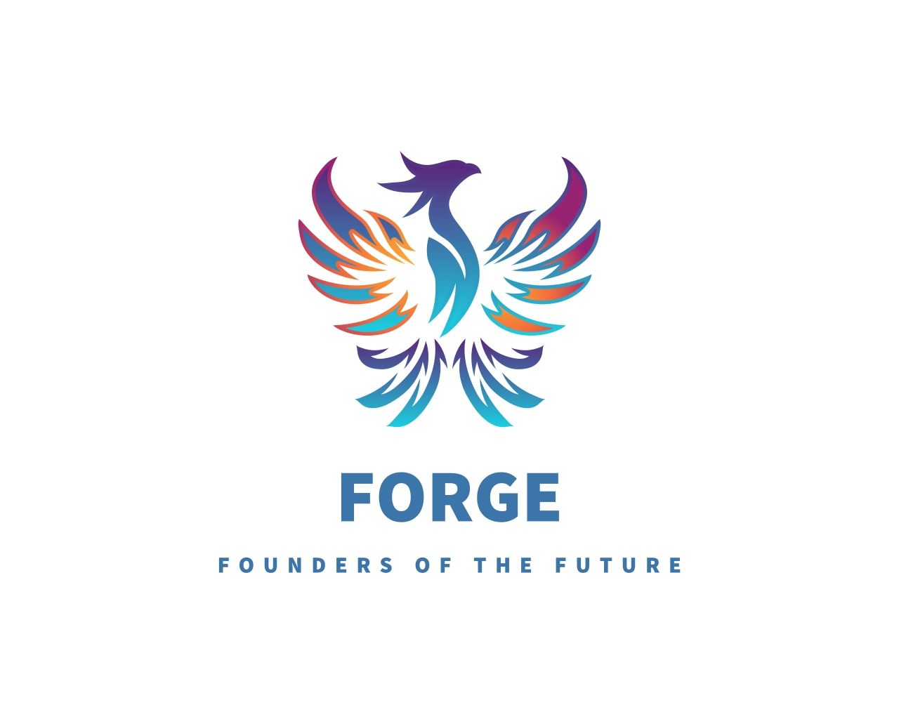 Colorful phoenix logo with the word FORGE and tagline 'Founders of the Future'.