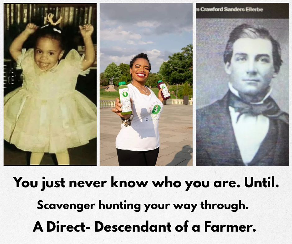 Three photos of women, one young girl, one adult woman, and a historical man, with text about discovering identity and heritage.